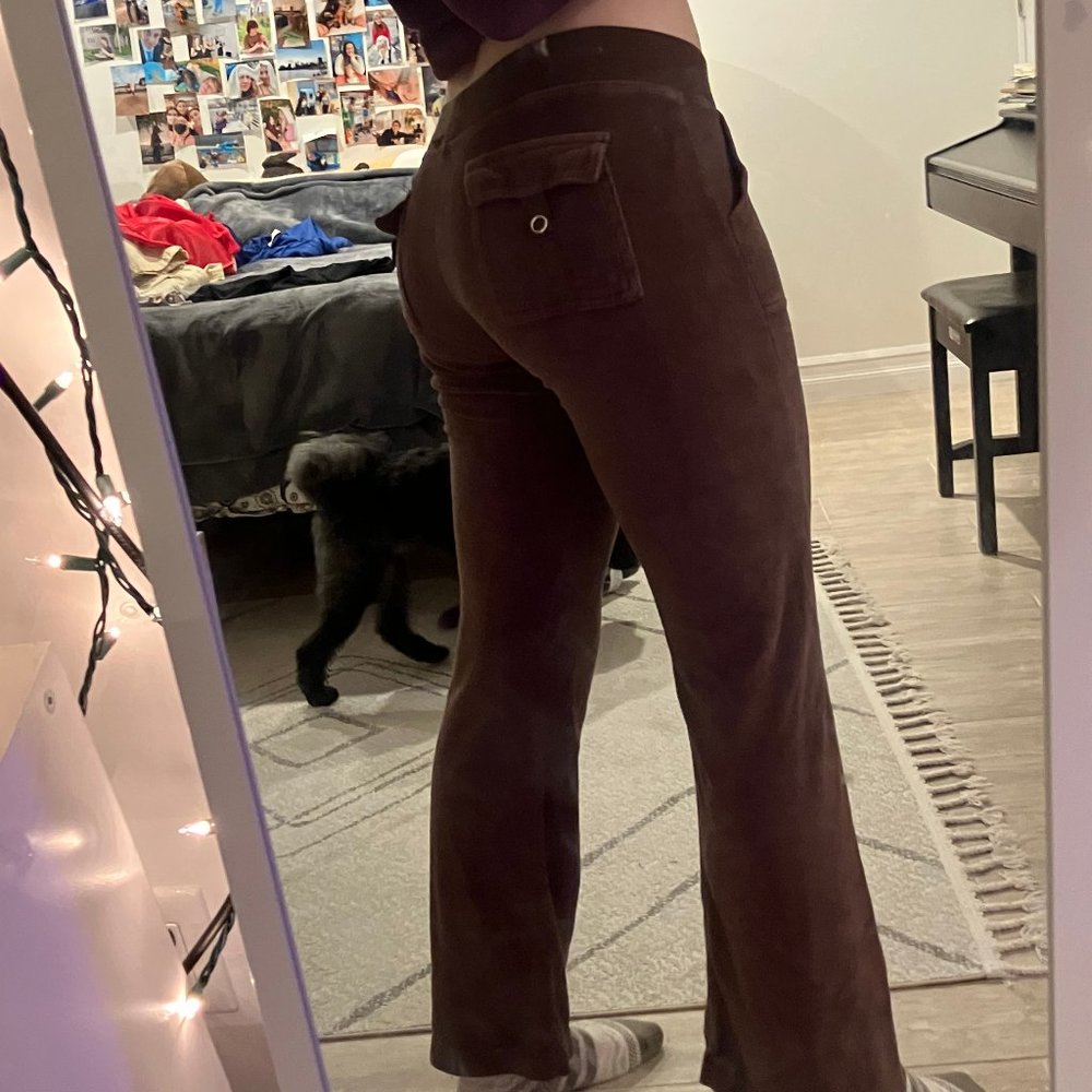 NANA USA Y2K low rise brown velvet flare loungewear pants